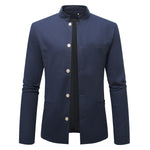 Men’s Slim Fit Stand Collar Western Coat – Long Sleeve Business & Smart Casual Jacket