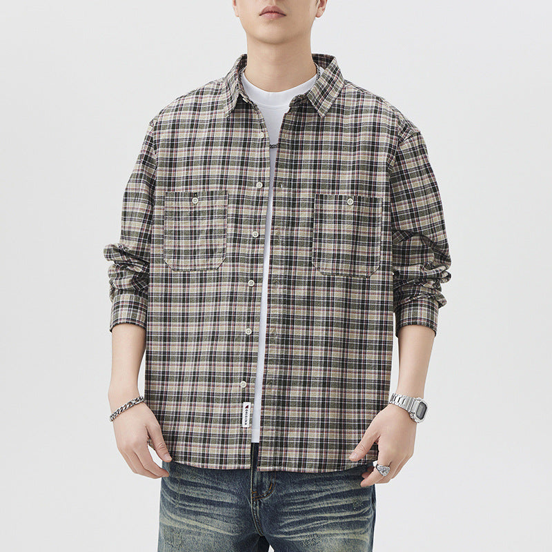 Men’s Plaid Cotton Shirt – Fashion Brand Long Sleeve Casual Cardigan | High-Quality Inner Wear Coat