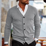 Men’s Slim Fit V-Neck Knit Sweater Cardigan with Double-Sided Pockets – Autumn Winter Knitwear