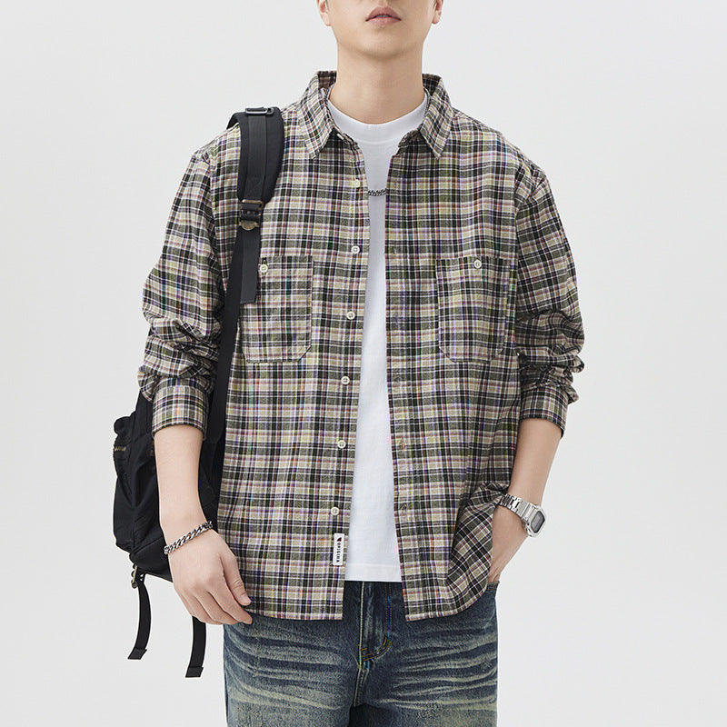 Men’s Plaid Cotton Shirt – Fashion Brand Long Sleeve Casual Cardigan | High-Quality Inner Wear Coat