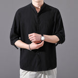 Men’s Cotton Linen Half Sleeve Shirt – Loose Fit Summer Casual Retro Top | Lightweight & Breathable