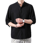 Men’s Cotton-Linen Half Sleeve Shirt – Loose-Fit Summer Casual Retro Top, Lightweight & Breathable
