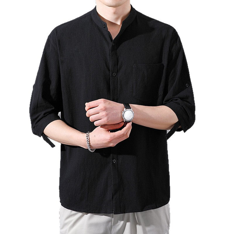 Men’s Cotton Linen Half Sleeve Shirt – Loose Fit Summer Casual Retro Top | Lightweight & Breathable