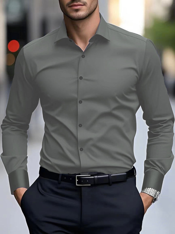 Men’s Spring & Autumn Long-Sleeve Shirt – Slim Fit Cotton Business Workwear | Formal & Casual Style