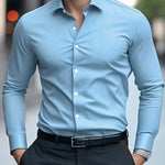 Men’s Spring & Autumn Long-Sleeve Shirt – Slim-Fit Cotton Business & Casual Workwear
