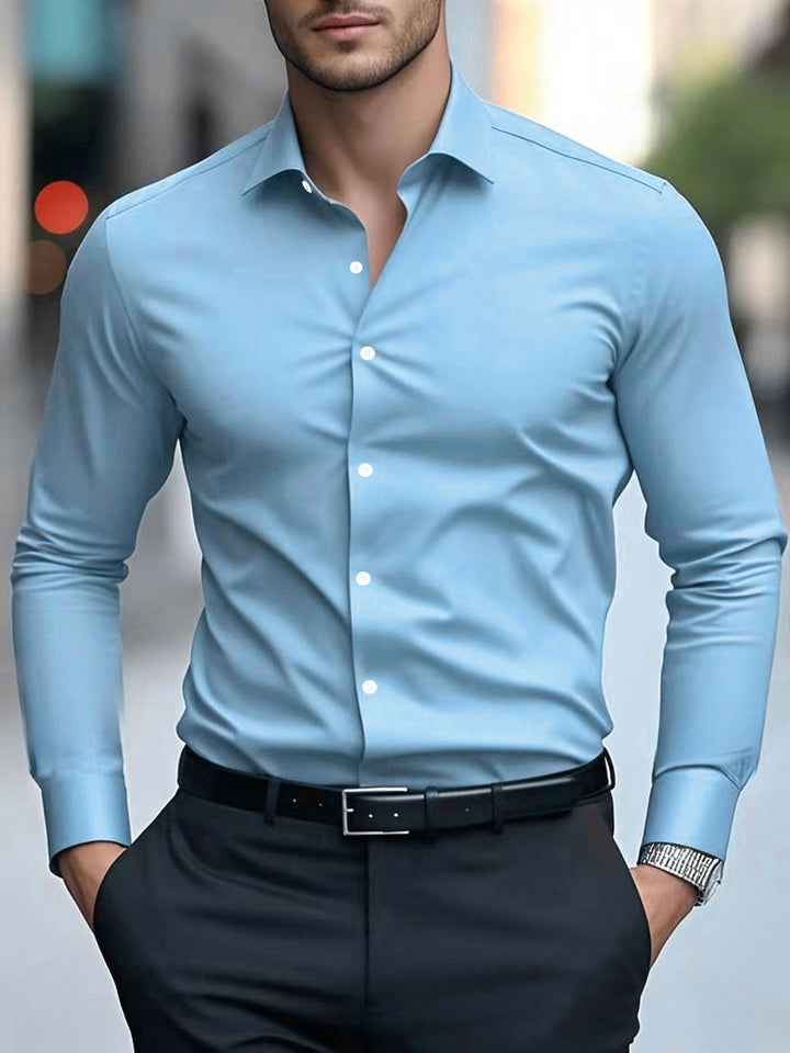 Men’s Spring & Autumn Long-Sleeve Shirt – Slim Fit Cotton Business Workwear | Formal & Casual Style