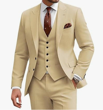 Men’s Three-Piece Suit – Slim Fit Casual Business & Wedding Formal Set for All Seasons | Classyet