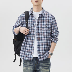 Men’s Plaid Cotton Shirt – Fashion Brand Long Sleeve Casual Cardigan | High-Quality Inner Wear Coat