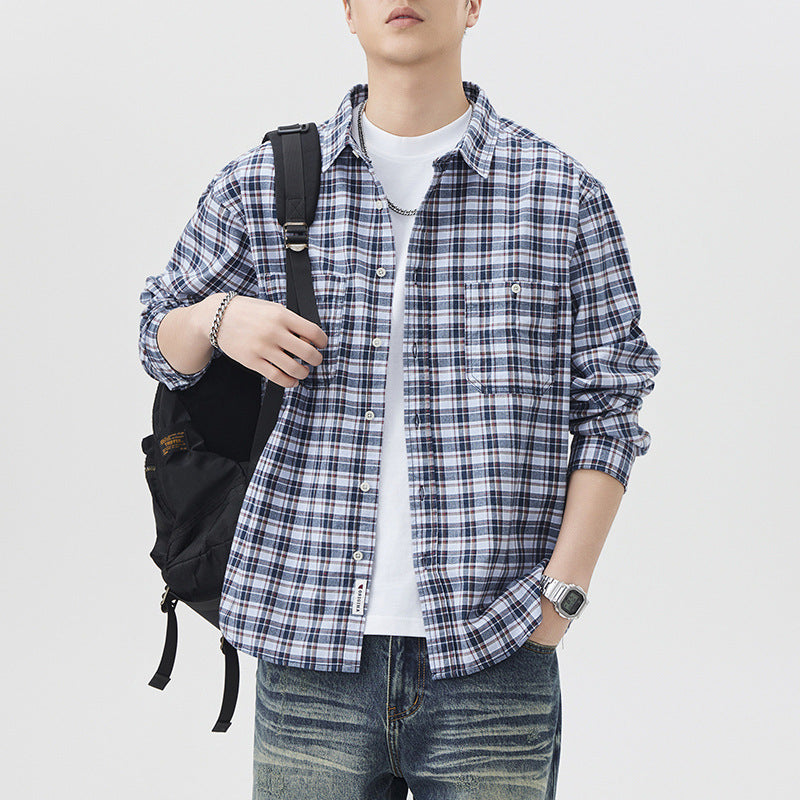 Men’s Plaid Cotton Shirt – Fashion Brand Long Sleeve Casual Cardigan | High-Quality Inner Wear Coat