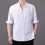 Men’s Cotton-Linen Half Sleeve Shirt – Loose-Fit Summer Casual Retro Top, Lightweight & Breathable