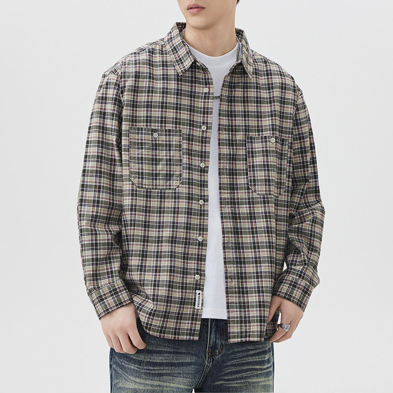 Men’s Plaid Cotton Shirt – Fashion Brand Long Sleeve Casual Cardigan | High-Quality Inner Wear Coat