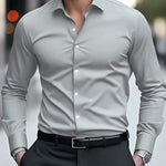 Men’s Spring & Autumn Long-Sleeve Shirt – Slim-Fit Cotton Business & Casual Workwear