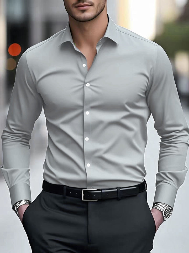 Men’s Spring & Autumn Long-Sleeve Shirt – Slim Fit Cotton Business Workwear | Formal & Casual Style