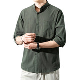 Men’s Cotton Linen Half Sleeve Shirt – Loose Fit Summer Casual Retro Top | Lightweight & Breathable