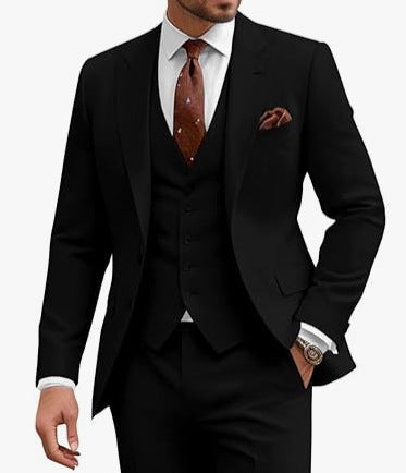 Men’s Three-Piece Suit – Slim Fit Casual Business & Wedding Formal Set for All Seasons | Classyet