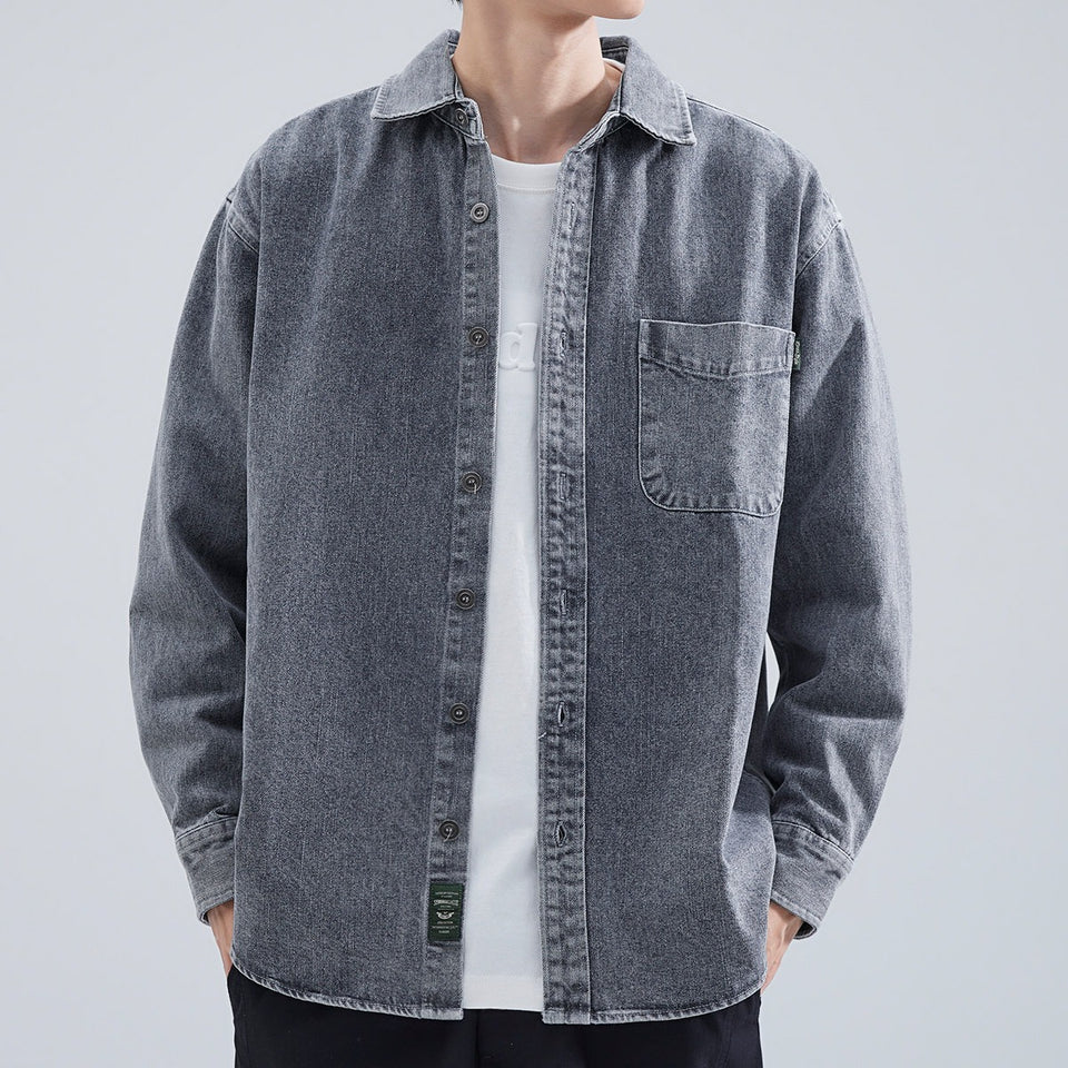 Men’s Fashion Brand Loose Cargo Jacket – Thick PU Shuai Casual Autumn Coat with Pockets