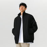 Men’s Large Size Multi-Pocket Short Flight Jacket – Casual Lightweight Polyester Bomber Coat