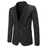 Men’s Shiny Banquet Blazer – Formal Wedding Party Suit Jacket, Slim Business Casual Coat