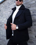 Men’s British Style Fur Collar Woolen Coat – Thick Winter Suit Jacket for Elegant Warmth