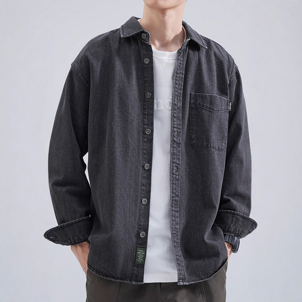 Men’s Fashion Brand Loose Cargo Jacket – Thick PU Shuai Casual Autumn Coat with Pockets