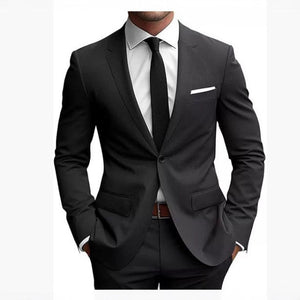 Men’s Two-Piece Wedding Dinner Suit – Elegant Slim Fit Blazer & Trousers Set for Formal Events