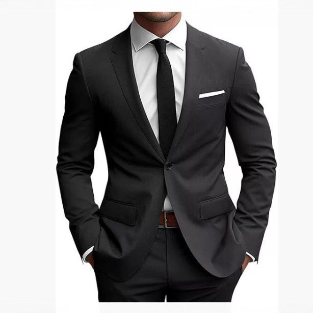 Men’s Two-Piece Wedding Dinner Suit – Elegant Slim Fit Blazer & Trousers Set for Formal Events