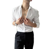 Men’s Lace-Up Long Sleeve Shirt – Casual Loose Fit Silk Linen Blend | Large Size Fashion Top