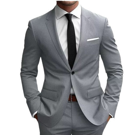 Men’s Two-Piece Wedding Dinner Suit – Elegant Slim Fit Blazer & Trousers Set for Formal Events