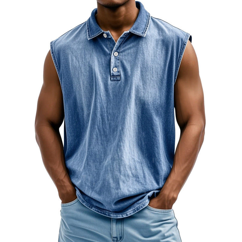 Classyet Printed Men's Button-Up Polo Shirt Short Sleeve Loose Fit Polyester Casual Shirt