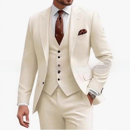 Men’s Three-Piece Suit – Slim Fit Casual Business & Wedding Formal Set for All Seasons | Classyet