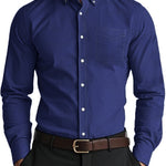 Men’s Oxford Casual Loose Shirt – Cotton-Linen Blend Workwear for Smart & Comfortable Everyday Style