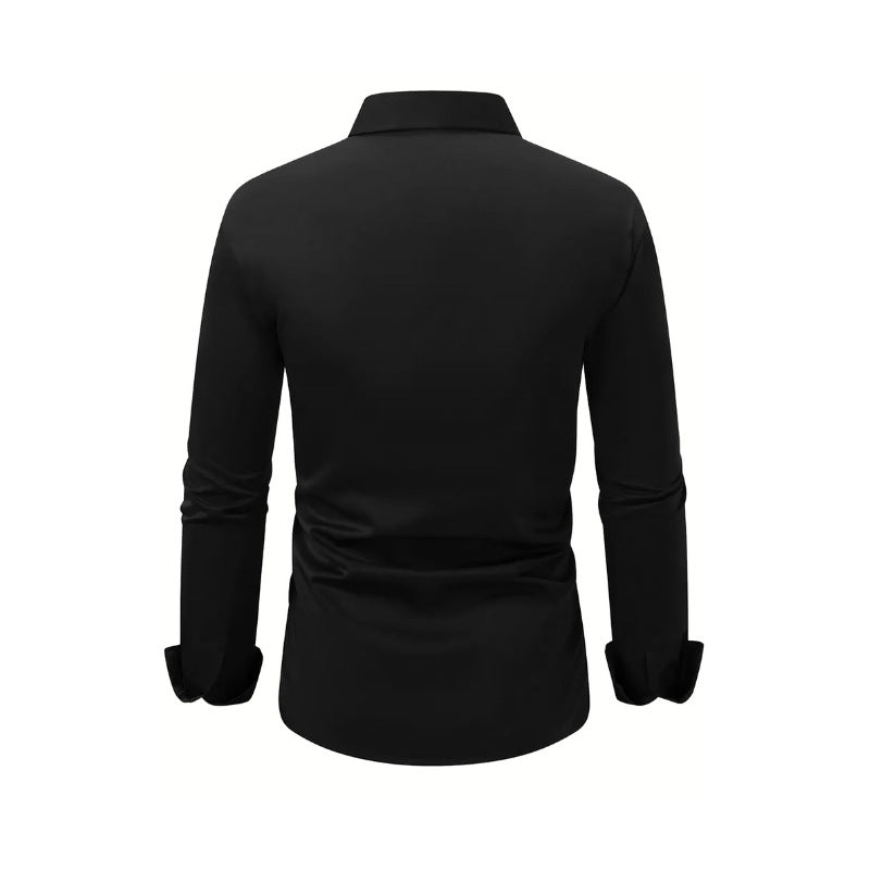 Classyet Men's Velvet Long Sleeve Button Down Shirt Casual Business Solid Color Lapel Summer Top