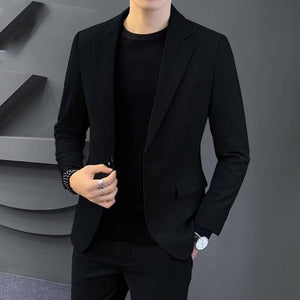 Korean Slim Fit Business Casual Suit for Men – Modern Blazer & Pants Set for Work or Events