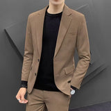 Korean Slim Fit Business Casual Suit for Men – Modern Blazer & Pants Set for Work or Events