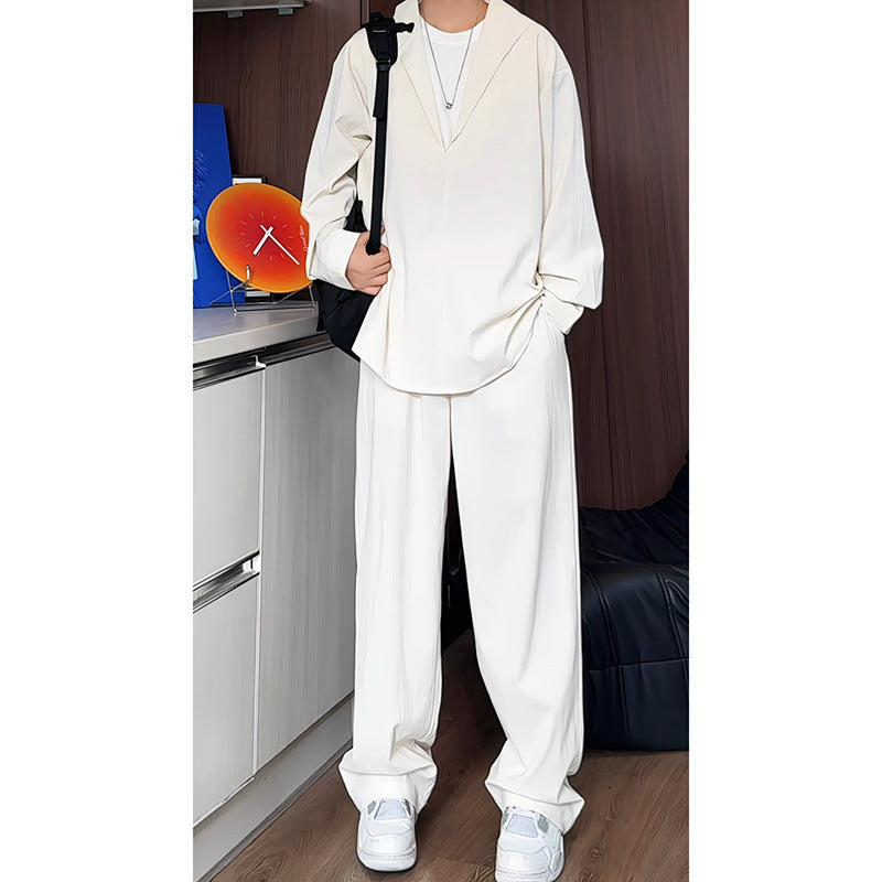 Men’s Long Sleeve Polo Shirt & Trousers Set – Casual Slim Fit Two-Piece Outfit | Autumn Sportswear