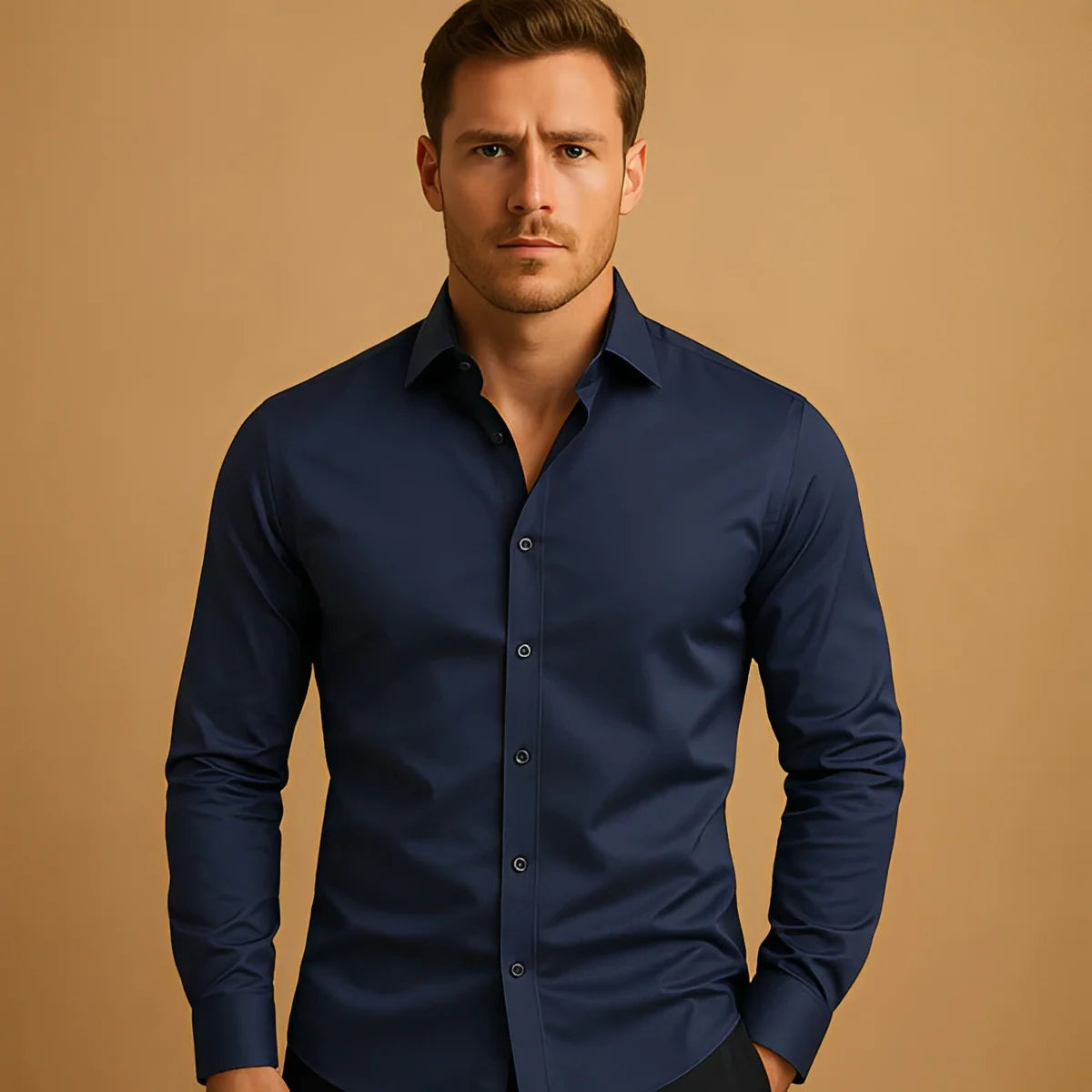 Classyet Men's Velvet Long Sleeve Button Down Shirt Casual Business Solid Color Lapel Summer Top