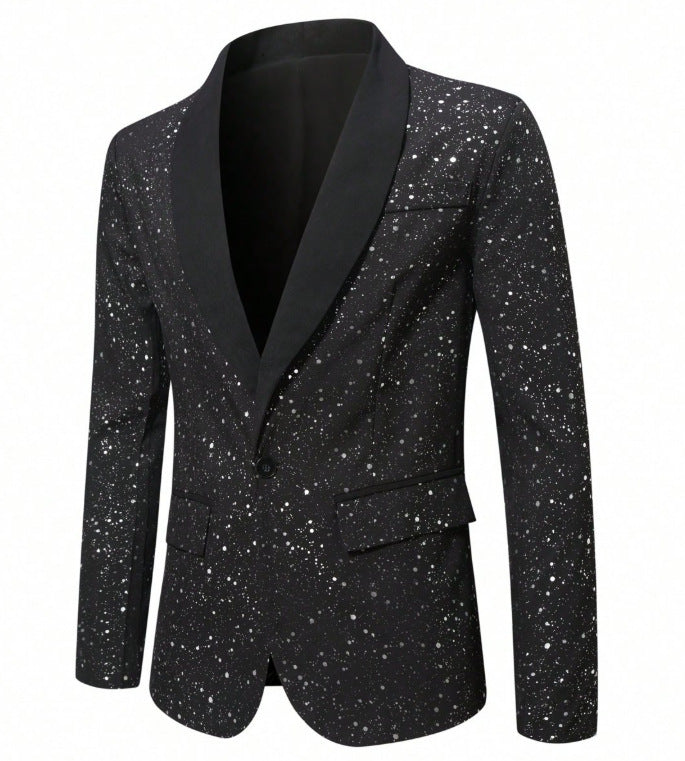 Men’s Shiny Banquet Blazer – Formal Wedding Party Suit Jacket, Slim Business Casual Coat