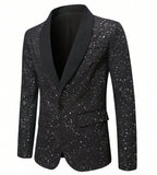 Men’s Shiny Banquet Blazer – Formal Wedding Party Suit Jacket, Slim Business Casual Coat