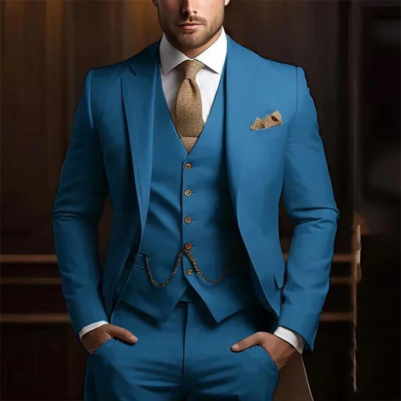 Men’s Slim Fit Three-piece Suit – High-grade Gentleman Formal Business Outfit for Summer | Classyet