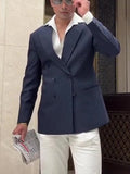 Men’s Classic Stripe Double-Breasted Blazer – Elegant Business Casual Jacket for Daily or Formal Wear