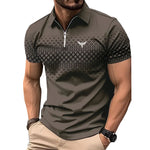 Men’s Summer Sports Short Sleeve – Trendy Striped Zipper Tee, Loose-Fit Casual Top