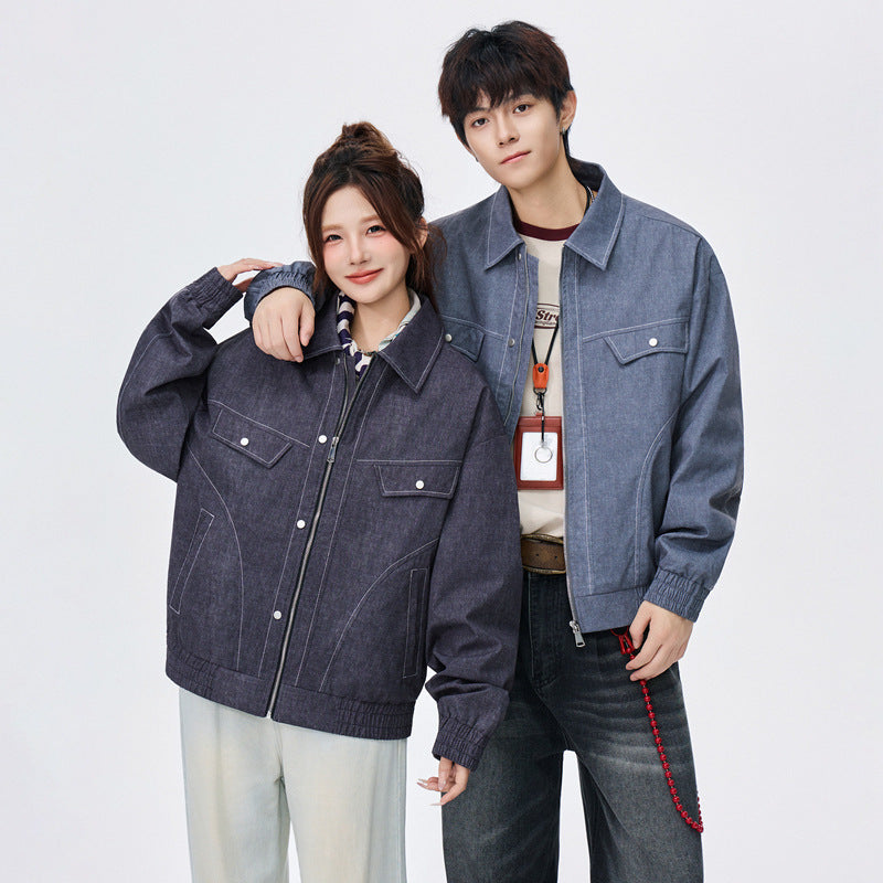 Lapel Anti-Denim Printed Plus Size Men’s Jacket – Casual Corduroy Lightweight Streetwear Coat