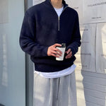 Men’s Autumn Half Zipper Cardigan Sweater – Trendy Smart Casual Pullover for Spring & Fall | Classyet