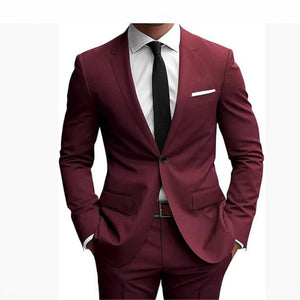 Men’s Two-Piece Wedding Dinner Suit – Elegant Slim Fit Blazer & Trousers Set for Formal Events