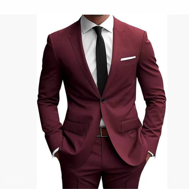 Men’s Two-Piece Wedding Dinner Suit – Elegant Slim Fit Blazer & Trousers Set for Formal Events