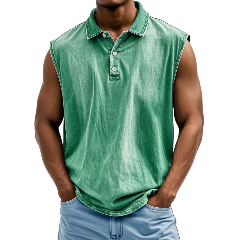 Classyet Printed Men's Button-Up Polo Shirt Short Sleeve Loose Fit Polyester Casual Shirt